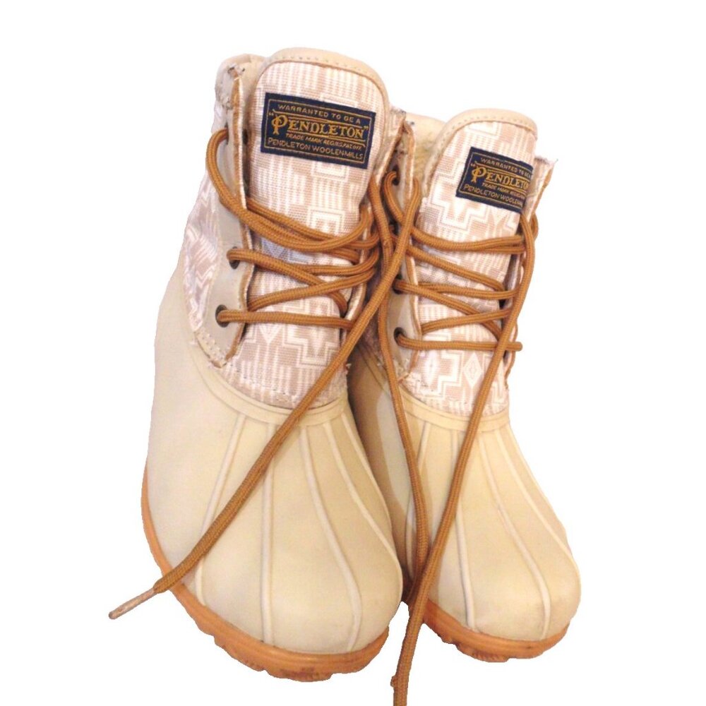 Pendleton Heritage Harding Duck Snow Boots Rain Sz 7 Taupe Aztec Southwestern